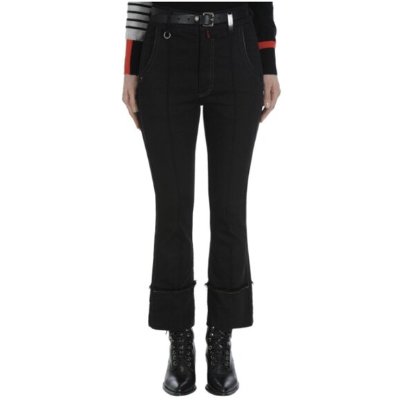 High Everyday Couture Scamper Flared Black Twill Jeans - Picture 3 of 12